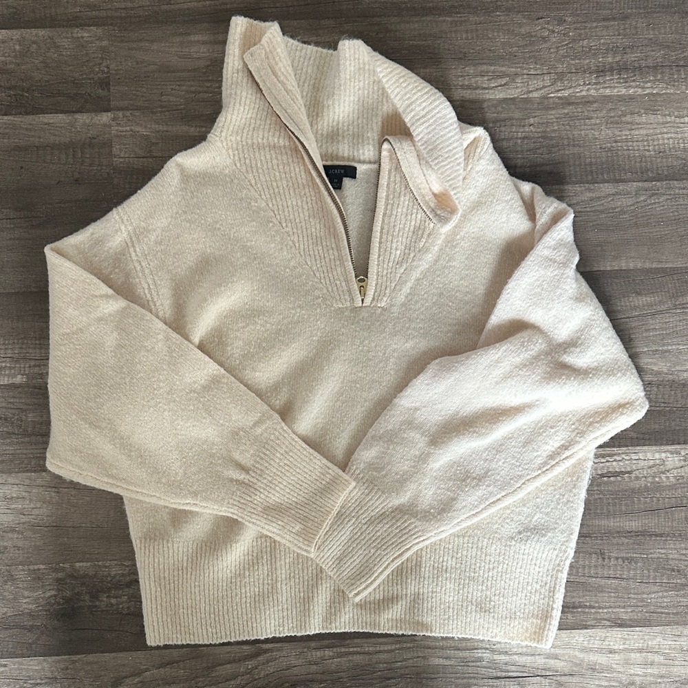 J. Crew Cream Half-Zip Turtleneck Sweater